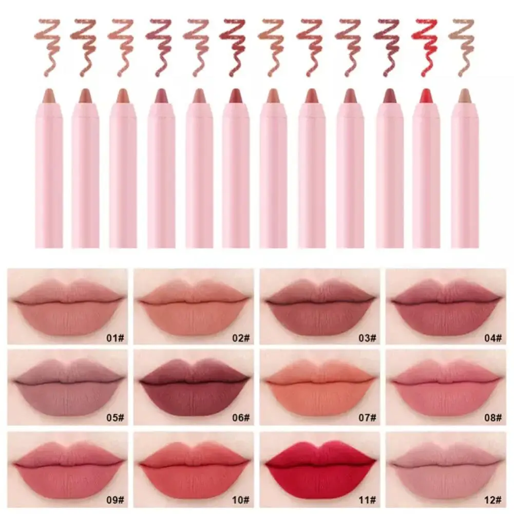 14-farbiger nackter, matter Lippenstiftstift, langlebiger, wasserfester Lippenstift, hochpigmentierter Lipliner, Lippen-Make-up-Werkzeug