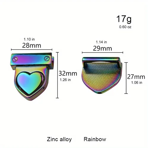 Imagen 2 del producto Hebilla de bloqueo plegable Love, cierre de cartera, cierre de bloqueo giratorio, bolso de hombro, Hardware de Metal, cierre de bolsa artesanal, 2 uds.