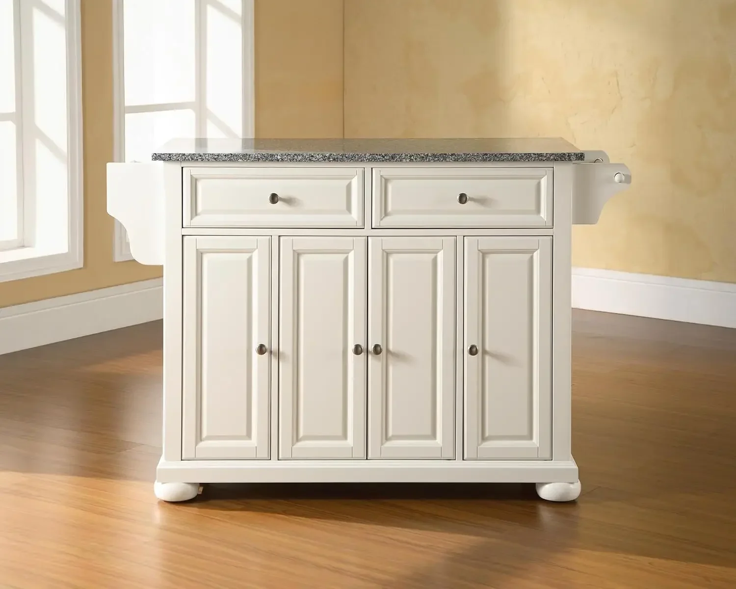 Alexandria Kitchen Island with Solid Grey Granite Top