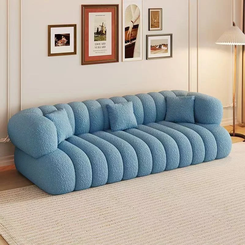 Nordic simple style sofa lamb wool living room creative fabric sofa light luxury marshmallow canapé salon living room furniture