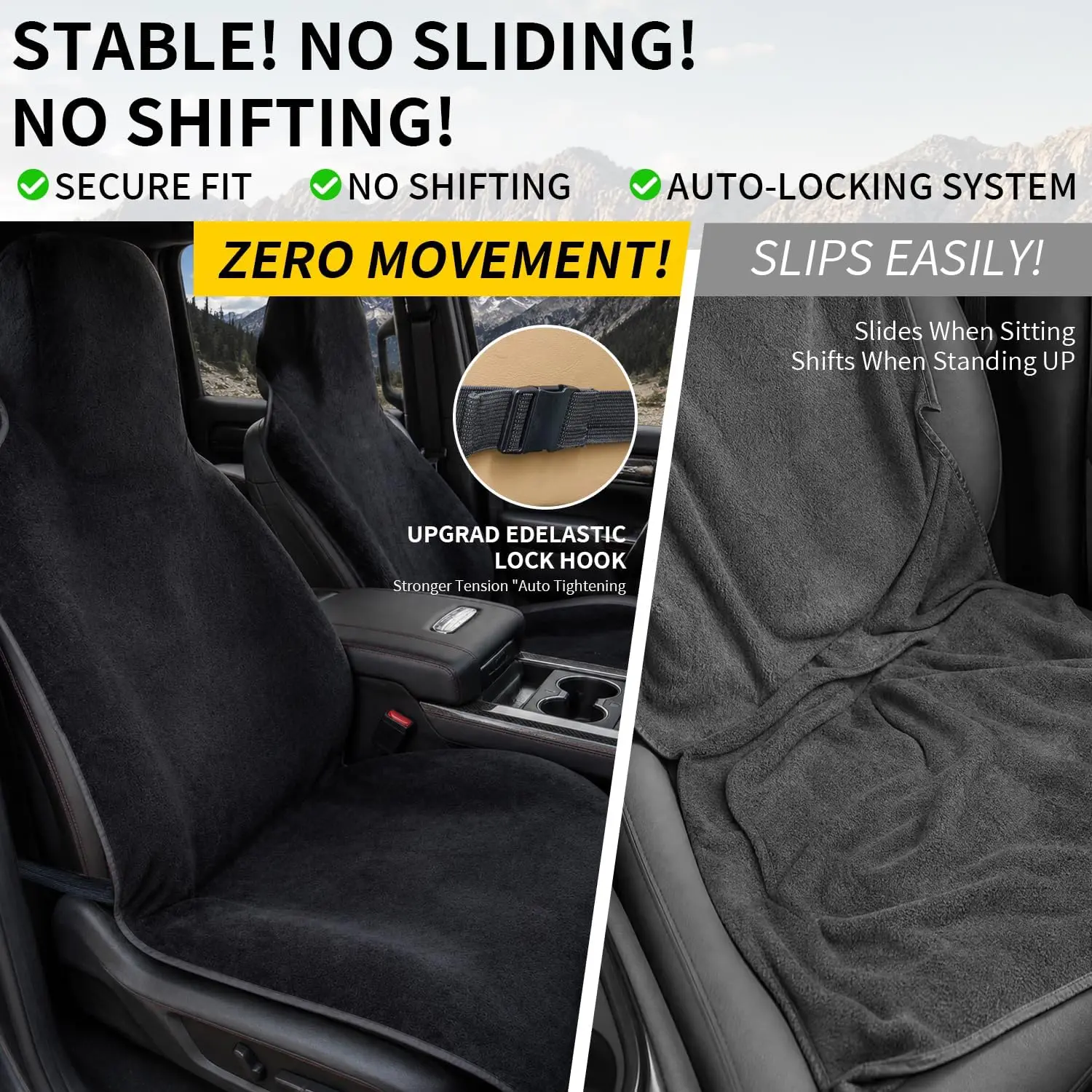 Umbrauto Car Seat Cover Towels Front Seats, Waterproof Sweat Car Seat Towel Protector After Gym Post Workout Athletic, SUV Truck Seat Towel Cover for Running Swimming Beach and Hiking,Black view 6