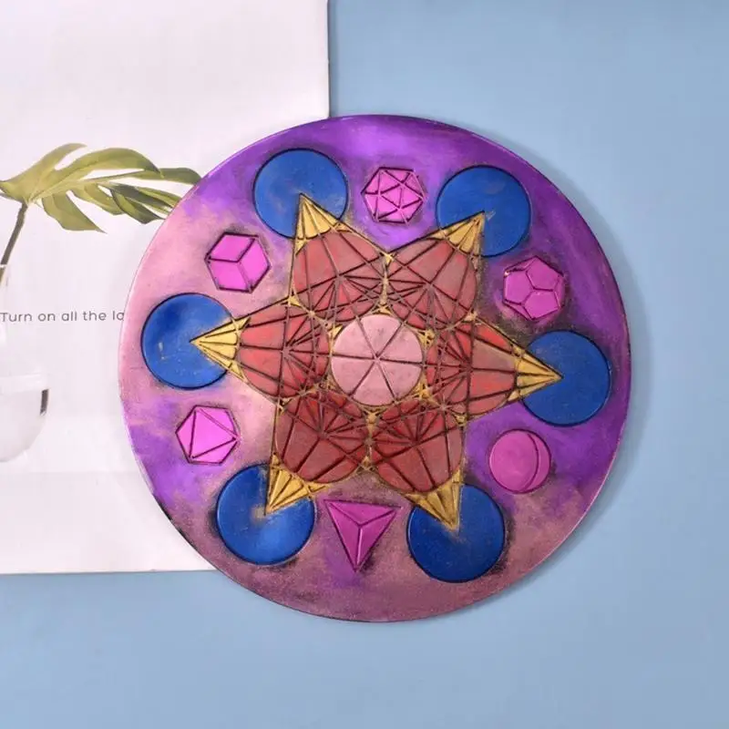 Viking Divination Tray Mould Stones Silicone Resin Mould Futhark Energy Symbol Casting Mould for DIY
