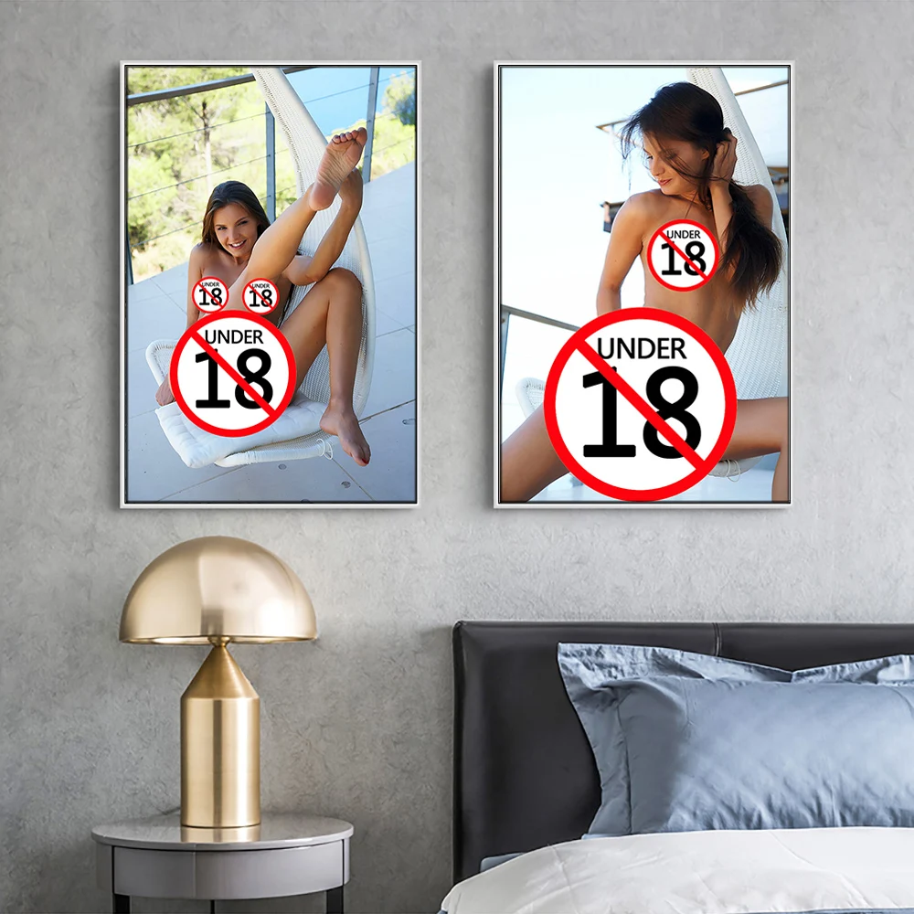 غير خاضعة للرقابة الفن اللوحة عارية مثير فتاة قماش المشارك غرفة المعيشة ديكور المنزل جدار صورة غرفة نوم زخرفة خلفية A317 #2