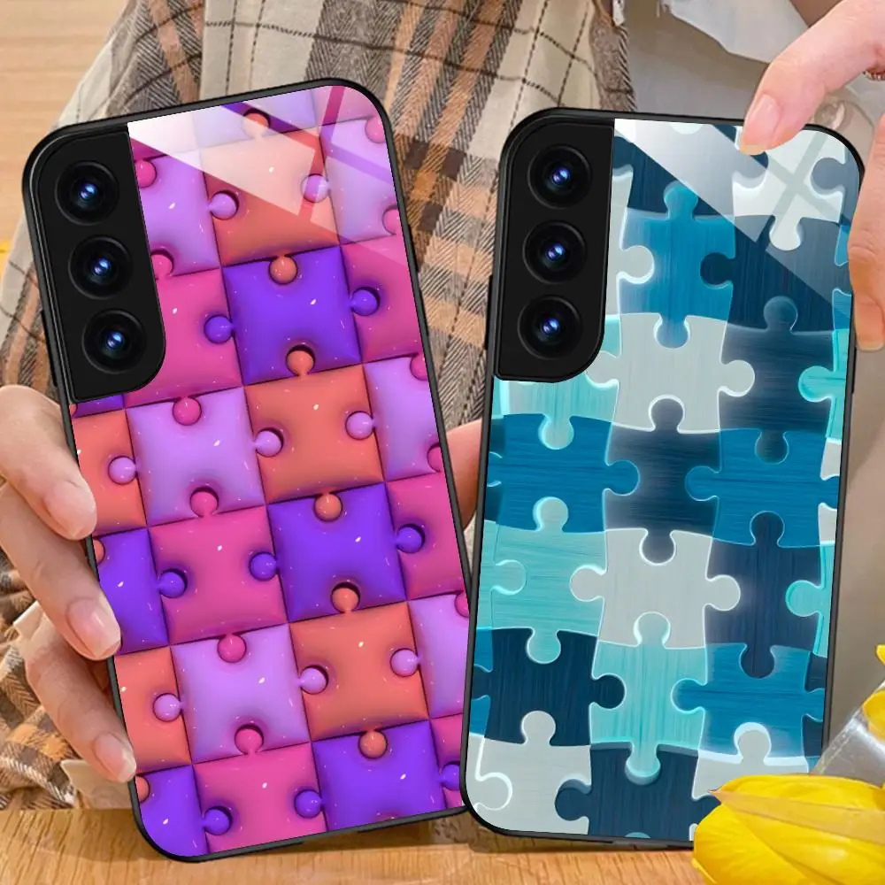 

Puzzle Texture Mobile Cell Phone Case for Samsung Galaxy A56 55 54 53 52 51 36 35 34 23 16 15 5G Glass Colorful Cover Cellphones