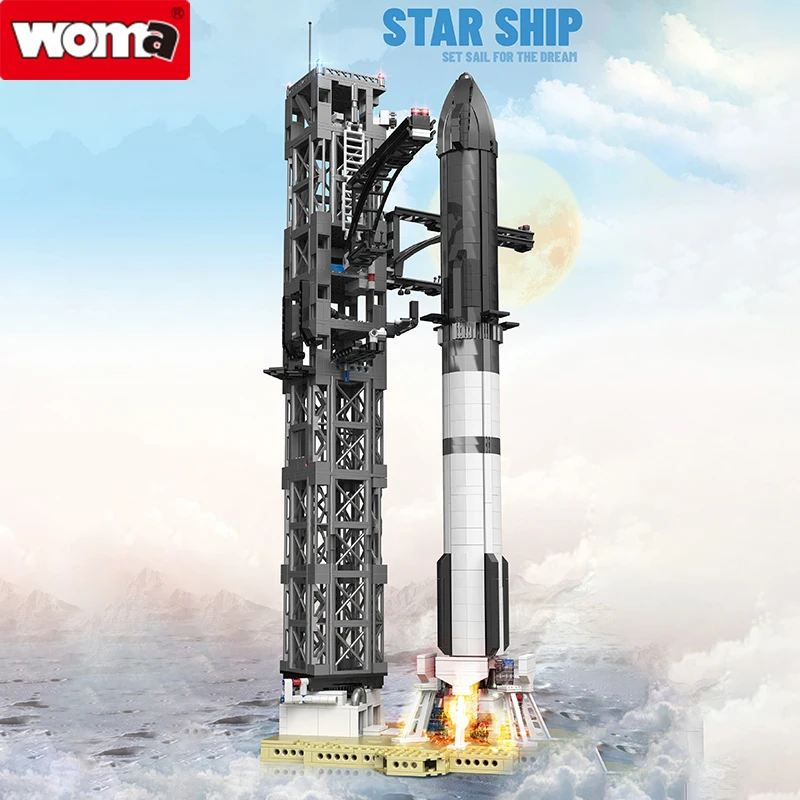 1763pcs Kids Building Block Toys For US Space X New Return Type Rocket Model Split Joint Puzzle Building Block Toy Gift