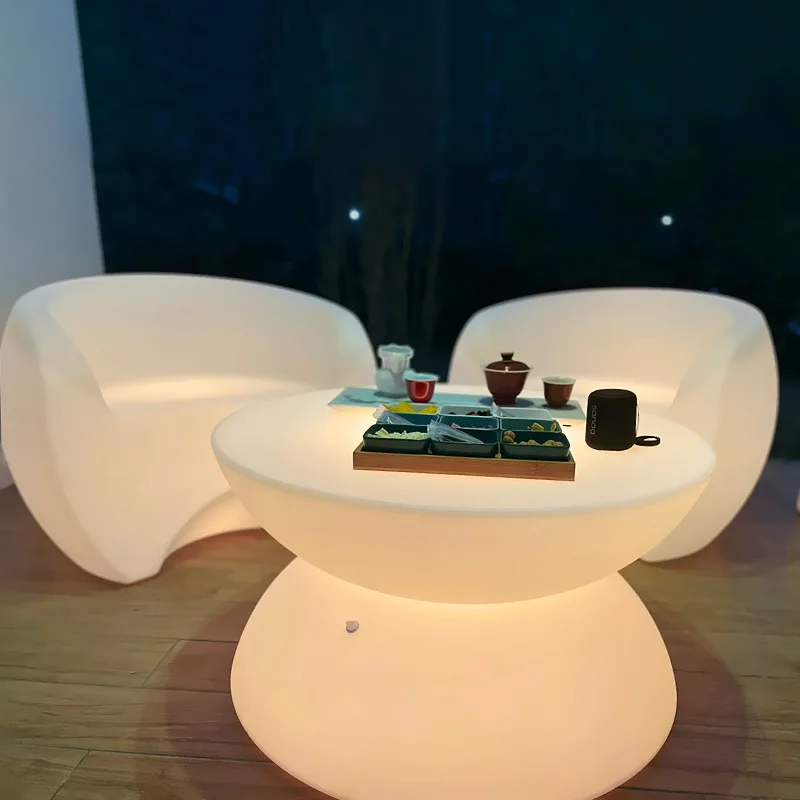 

Luminous Bar Table Bar Balcony Small Table and Chair Clear Bar Table and Chair Set Leisure Combination KTV Activity Atmosphere