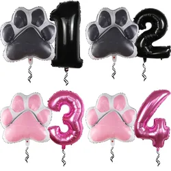 2 unids/set Let's Pawy globo de aluminio con pata de perro grande 32 pulgadas rosa negro 0 1 2 3 4 5 6 7 8 9 años decoración de fiesta de cumpleaños globo bebé