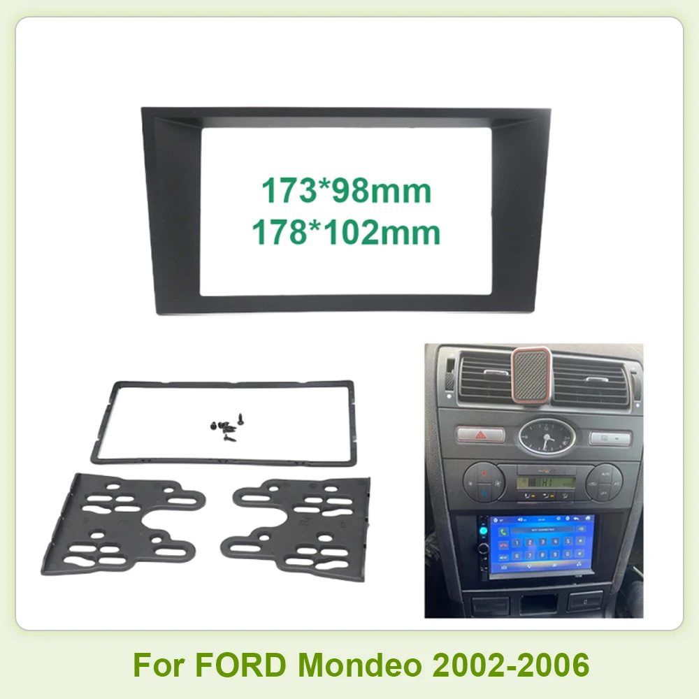 Fascia doble de 2 Din para FORD Mondeo 2002-2006, Panel de reproductor estéreo CD Facia, montaje en tablero, Kit de ajuste de instalación, bisel de marco de reacondicionamiento