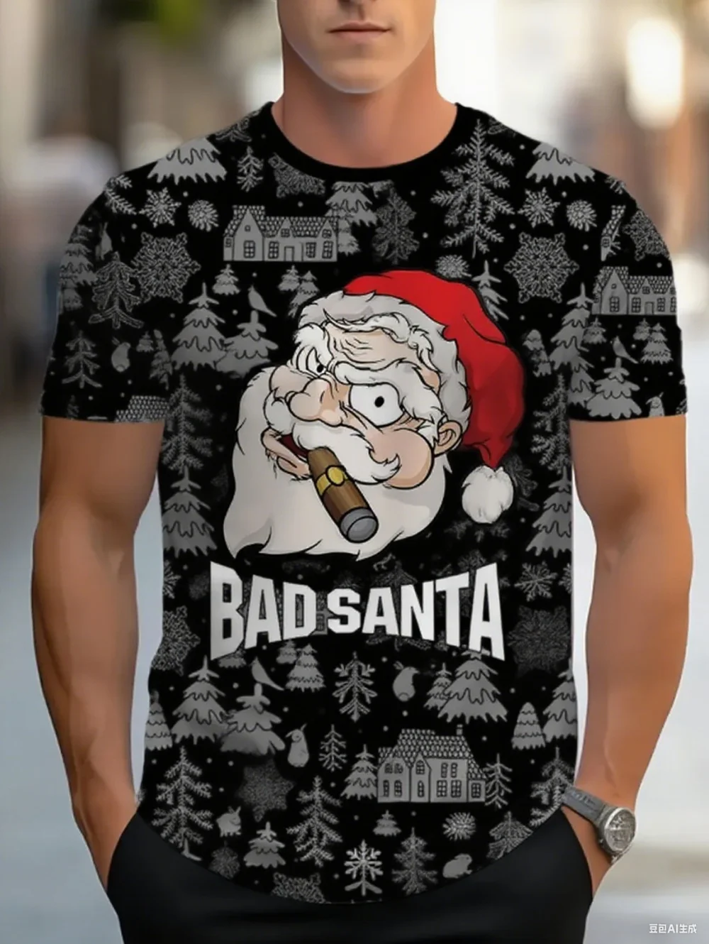 

Men's T-Shirt Santa Claus 3D Print Fashion Christmas Holiday Gift Men Round Neck Short Sleeve Tee Hip Hop Top Y2k Men's Clothing