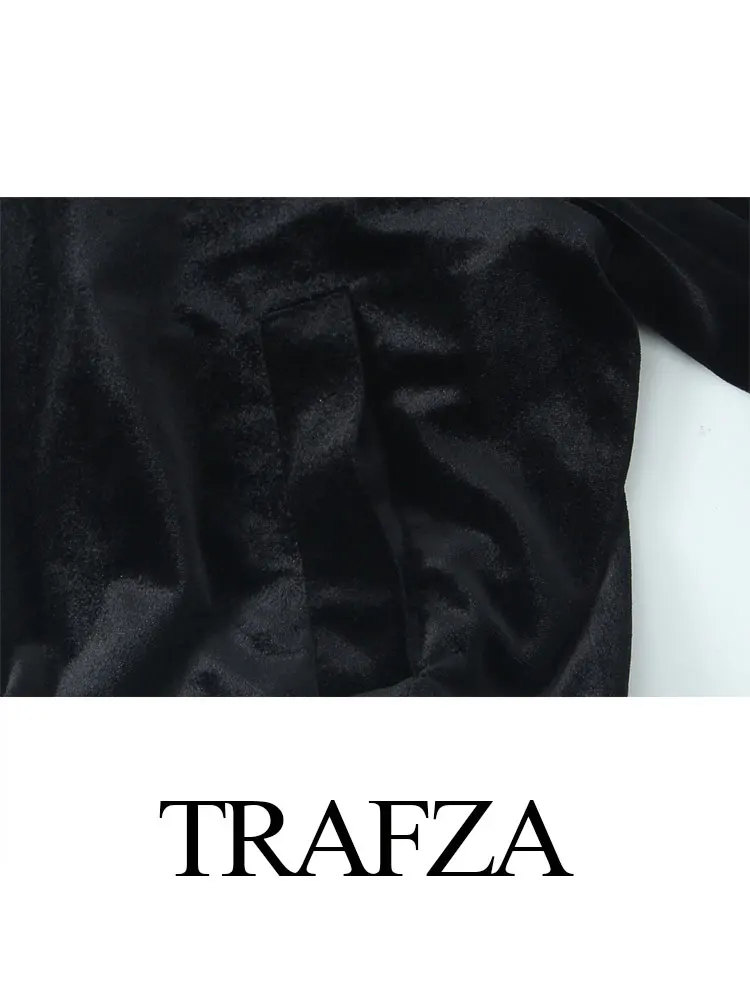 TRAFZA 2024, осеннее бархатное пальто для женщин, модный однотонный свободный укороченный кардиган, топ, женская куртка-бомбер, модная