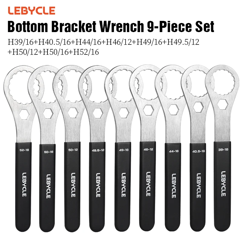 

LEBYCLE Bicycle Bottom Bracket Wrench 9PCS Bike Bottom Brackets Tool For Diameter 39/40.5/44/46/49.5MM BB Wrench Removal Tools