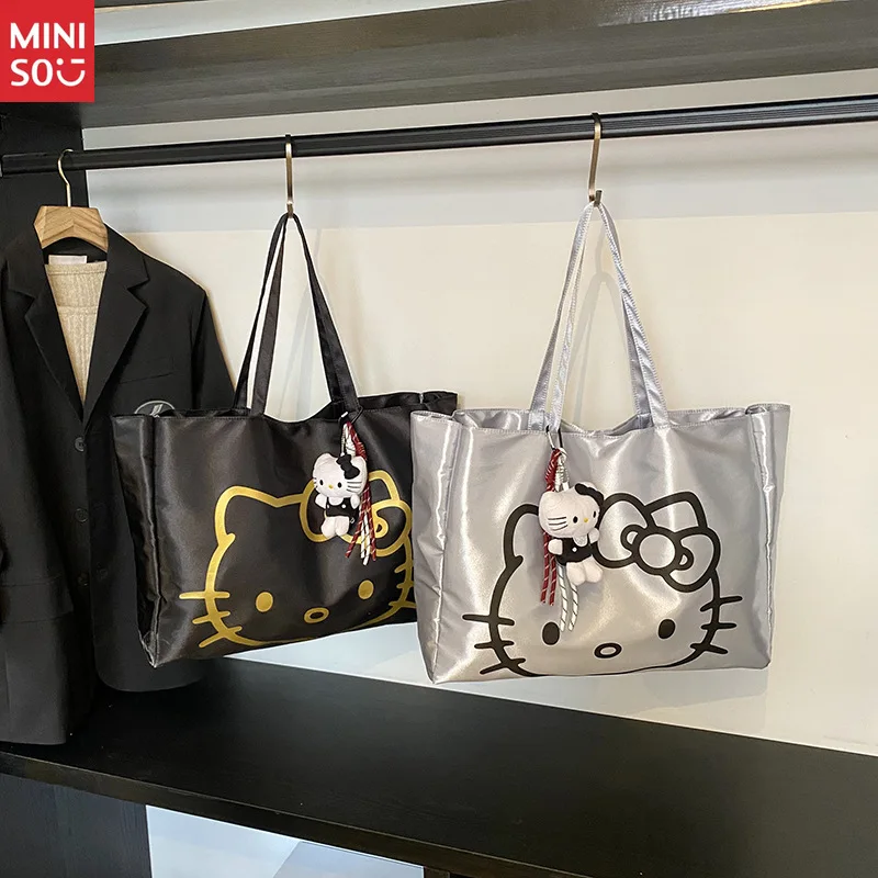 Miniso Large Hello Kitty Tote Bag for Women, Lightweight Shoulder Bag, Student Commuter Shopper