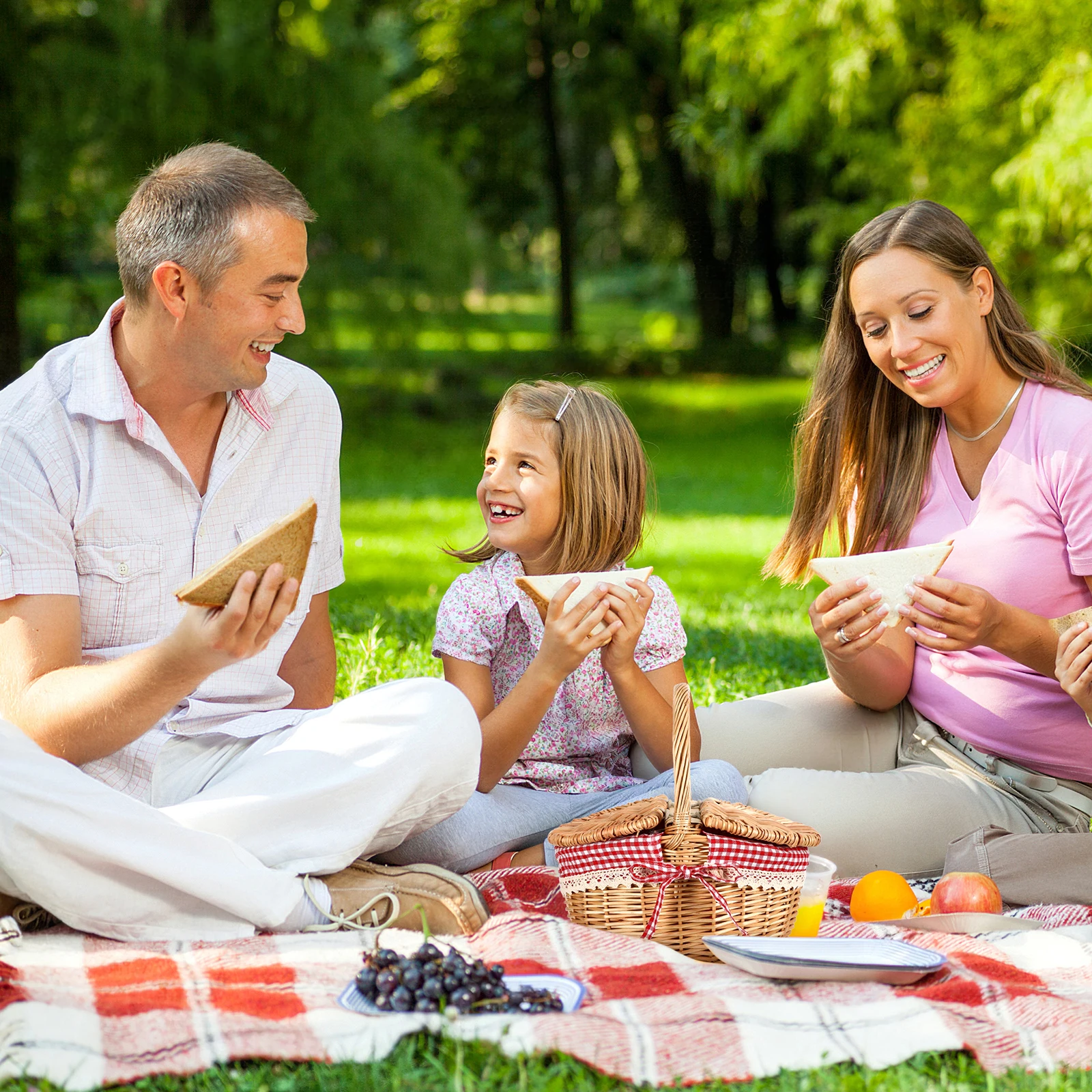 

Portable Picnic Basket Handheld Woven Double Lid Bread Fruit Storage Bin Multipurpose Outdoor Wicker Basket for Snacks Gifts
