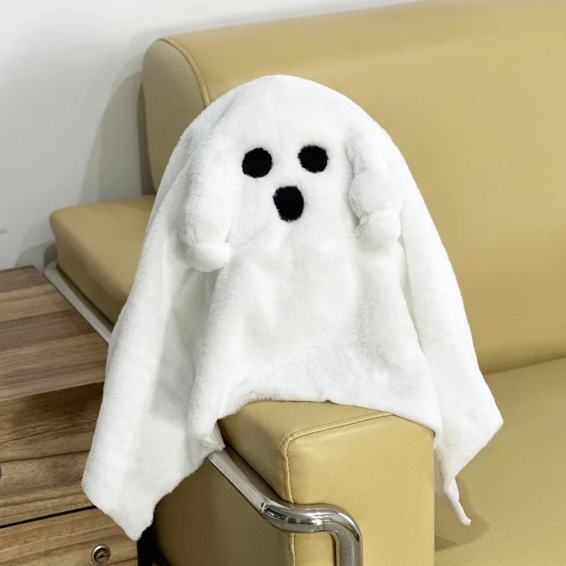 Gus the Ghost with Pumpkin Pillow Creative Ghost with Middle Finger Upright Original Plush Doll Gift, Room Decoration Pillow