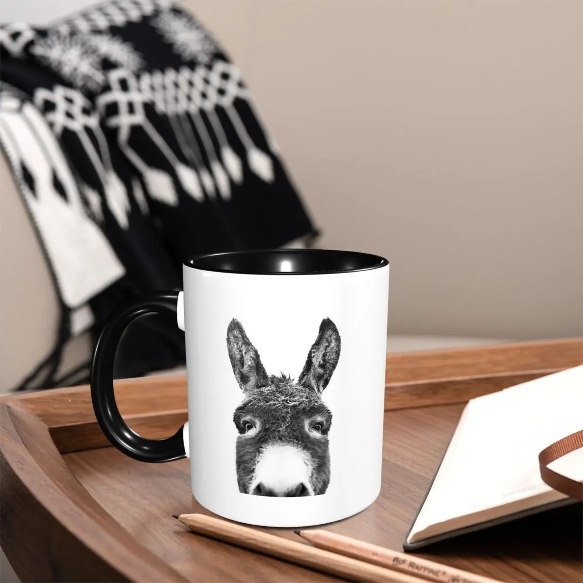 Peeking Donkey Mug Funny Ceramic Coffee Cups Tea Mugs Milk Cup Drinkware Gift for Woman Man view 2