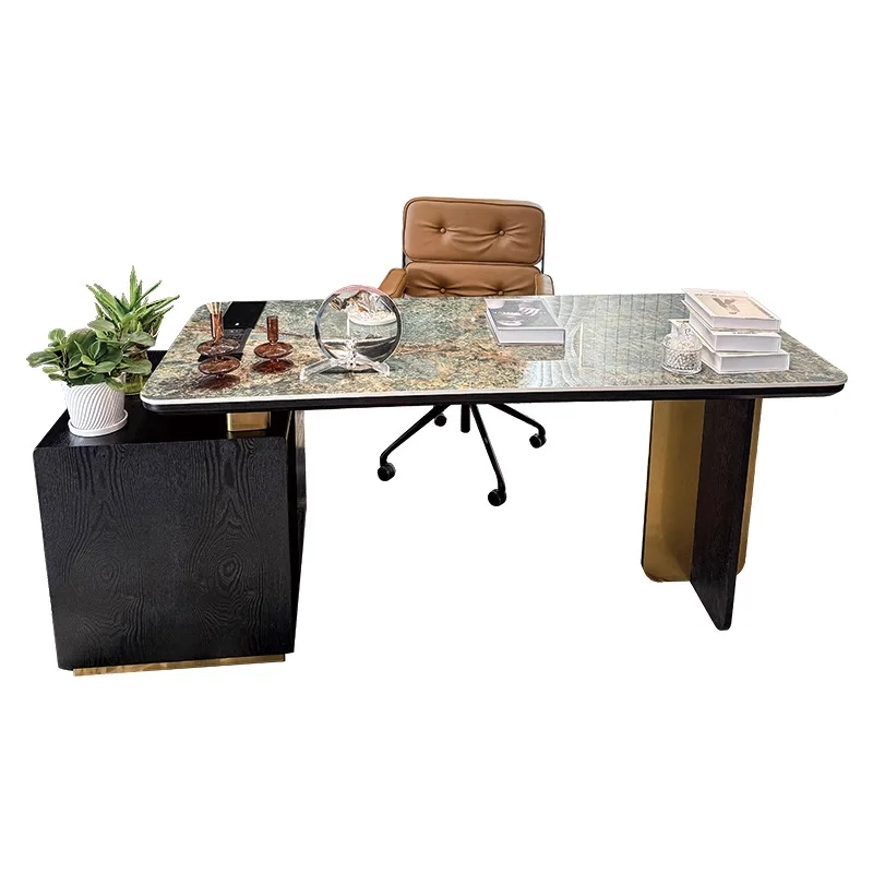 Slate desk solid wood light luxury modern simple retro style high-end computer desk writing desk