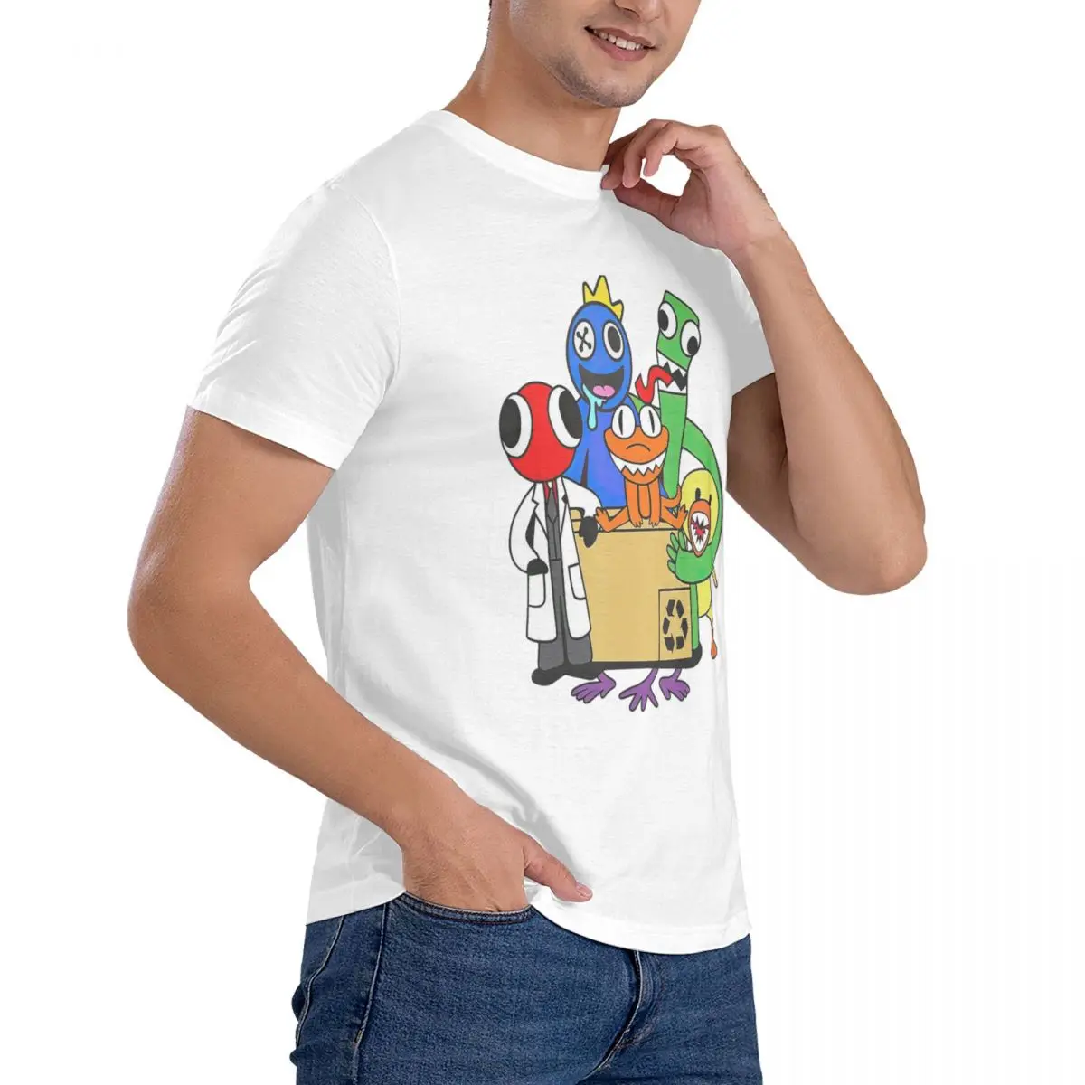 تي شيرت للرجال بألوان قوس قزح ، تي شيرتات كبيرة الحجم ، أكمام قصيرة ، رقبة مستديرة ، ملابس صيفية ، قمصان علوي ، من من من من قطعة واحدة