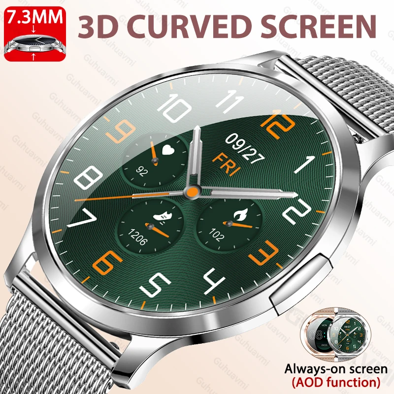 

2025 НОВЫЙ 3D-изогнутый AMOLED HD-экран SmartWatch 7,3 мм, ультратонкий спортивный фитнес-браслет для тела, мониторинг здоровья, умные часы BTCall