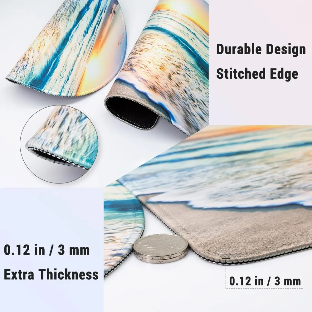 Leuke 2-pack muismatten: vierkant 10,3 x 8,7 en rond 8,7 inch met gestikte randen