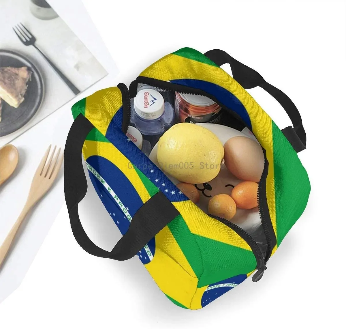 Lunch bag  Brazil Flag Portable Insulated Lunch Bag