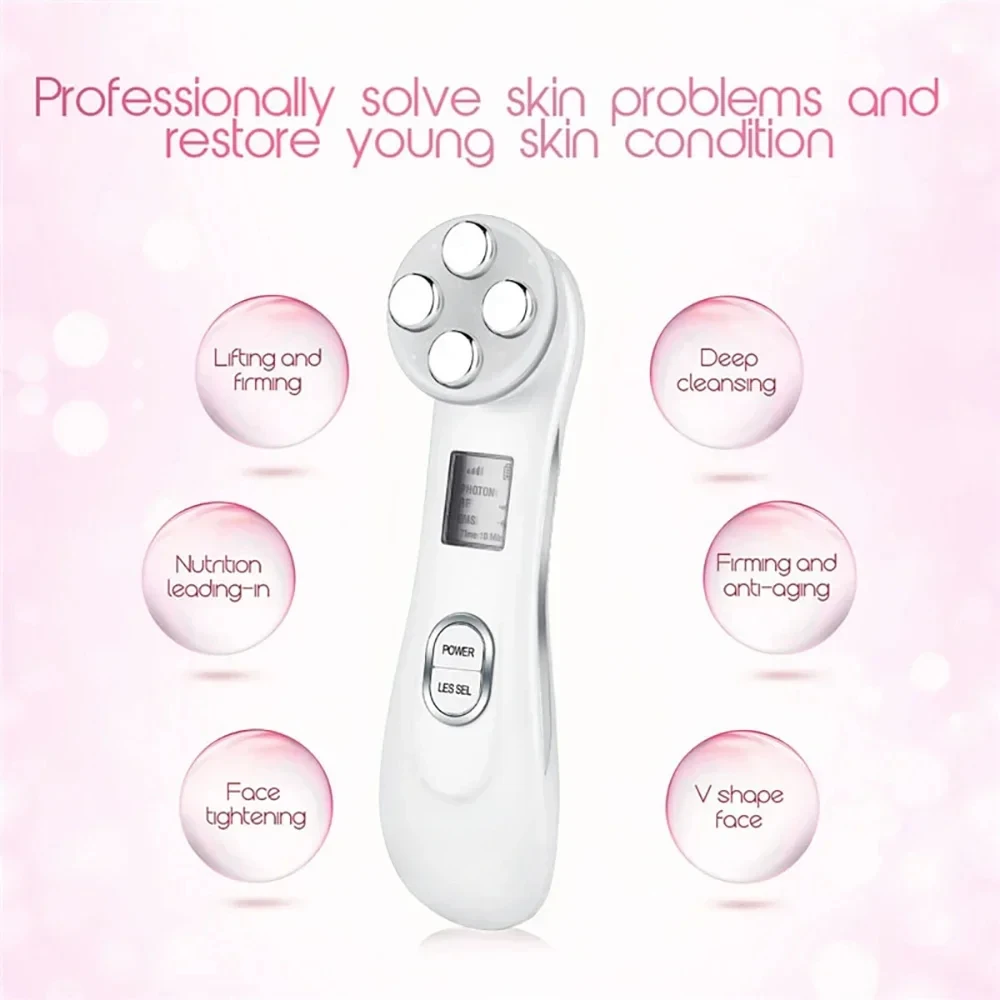 5-IN-1 EMS ميزوثيرابي الوجه Electroporation LED الفوتون العناية بالبشرة جهاز الجمال شد الوجه إزالة التجاعيد مدلك