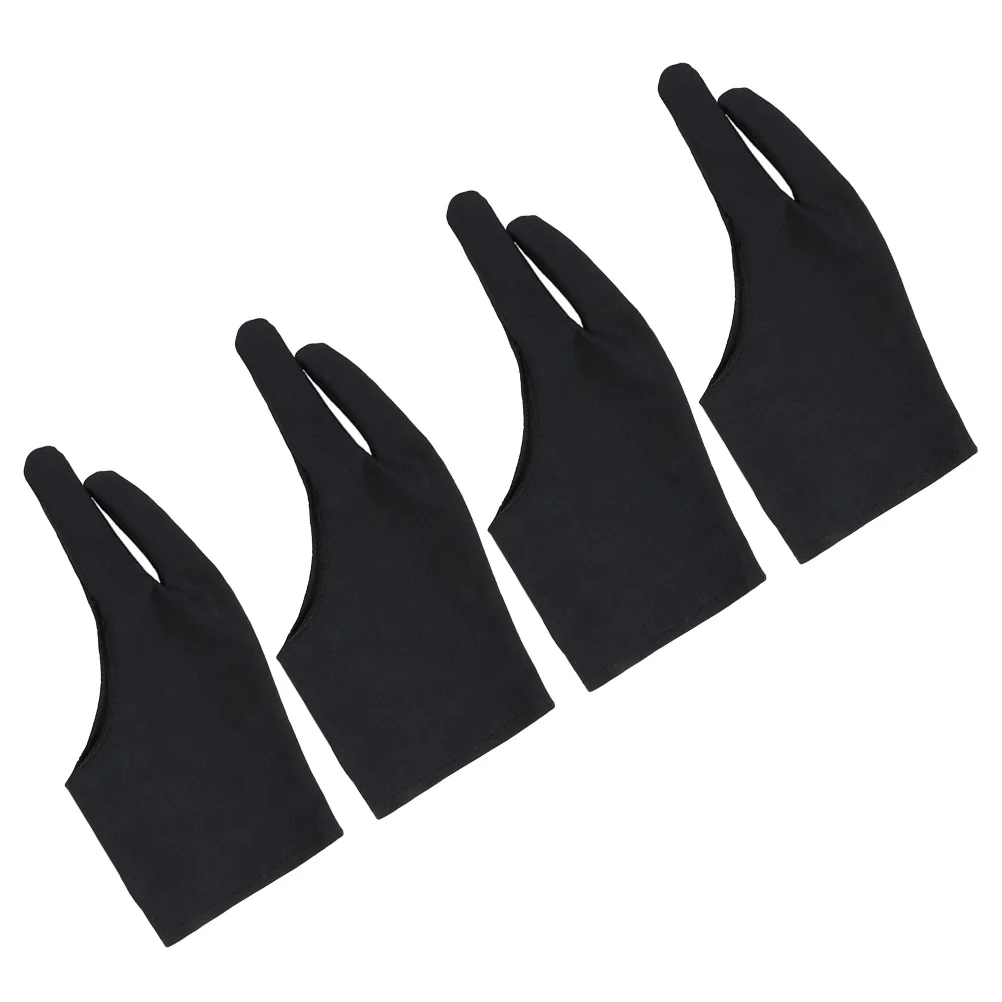4Pcs Two Finger Drawing Gloves Soft Stretchable Spandex for Sketching Anti-Friction Artist Glove Comfortable Use