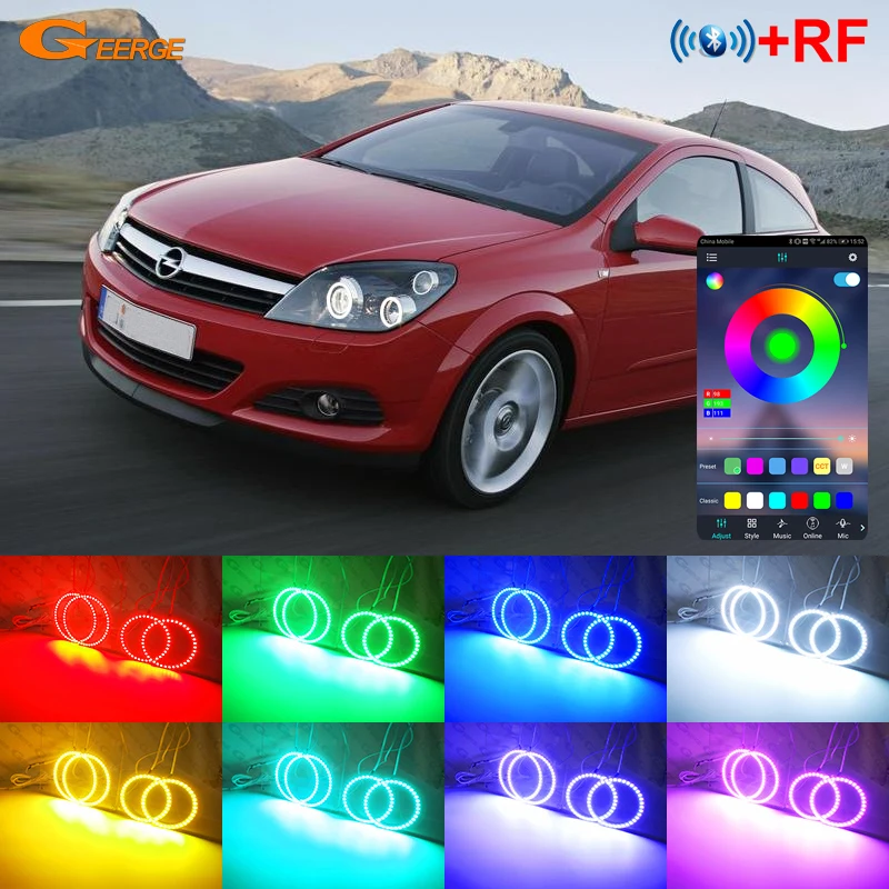 For Opel Holden Chevrolet Astra H 2004 2005 2006 - 2010 Bluetooth App Ultra Bright Multi Color RGB Led Angel Eyes Kit Halo Rings