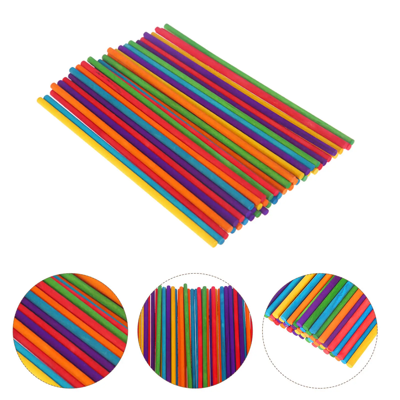 

100 шт. разноцветных деревянных палочек для творчества, ярко окрашенные, из натурального дерева, для детского творчества, рисования, скульптур, коллажей, 20x0,5 см