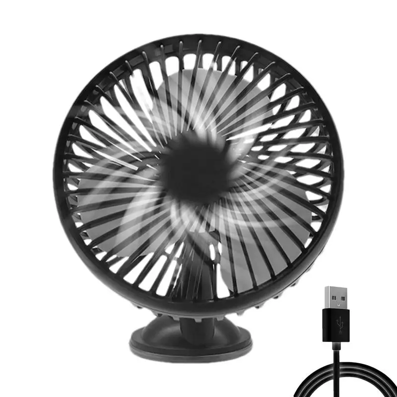 Car Fan USB Desk Fan Cooling Fans Portable Fan Suction Cup USB Powered Air Circulation Fan 360 Degree Rotation Vehicle Fan For