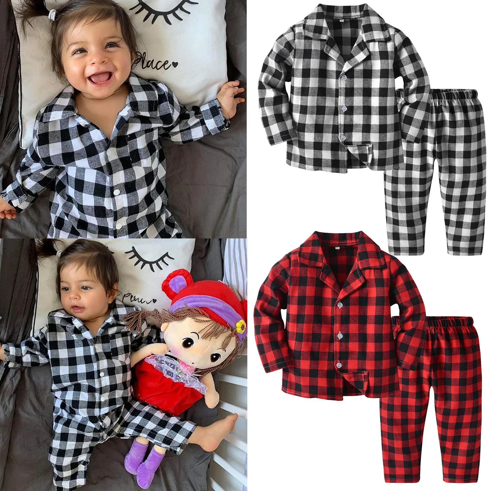 

Spring Autumn New Boys Long Sleeve Classic Plaid Lapel Shirts Tops with Pocket Baby Boys Casual Shirt Kids Clothing Pajamas Suit