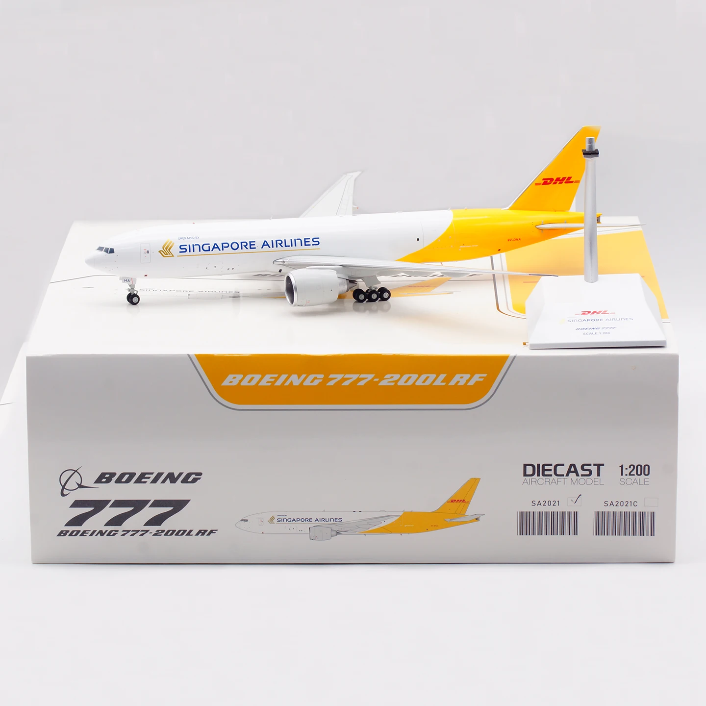 

SA2021 Alloy Collectible Plane Gift JC Wings 1:200 SINGAPORE AIRLINES DHL Boeing B777F Diecast Aircraft Jet Model 9V-DHA