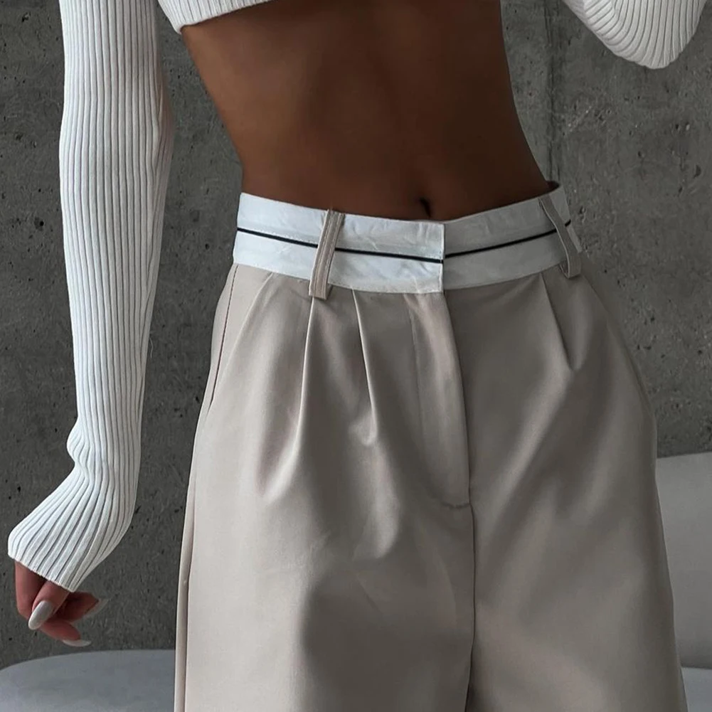 

Trouser Women's Pants Elegant Loose Fashion Casual Female Regular Sexy Slight Strech Solid Color Straight Pants
