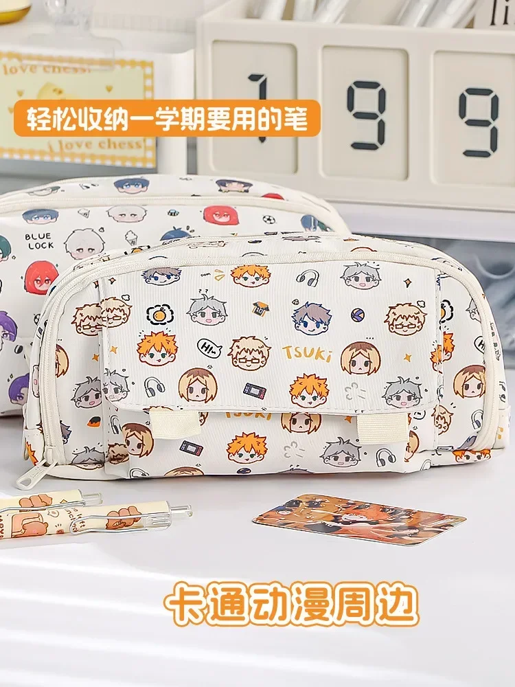 Anime Haikyuu Capacity Pencil Case Cartoon Canvas Stationery Box Kids Pen Case Students School Supplies Christmas Gift