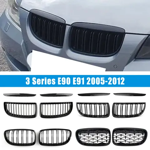 자동차 앞 광택 Balck 그릴 그릴 스포츠 다이아몬드 BMW E90 E91 튜닝 3 시리즈 2005-2012 LCI PreLCI