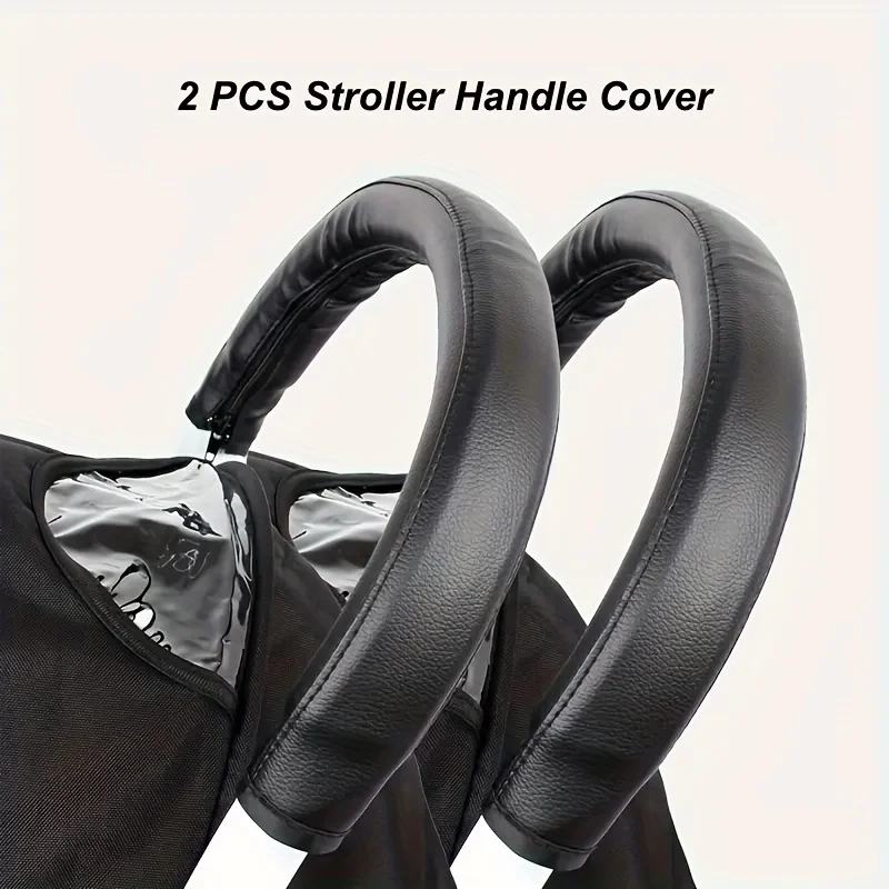 2PCS YOYO Babyzen Pushchair Compatible Luxury Faux Leather Stroller Armrest Cover - Removable, Protective Handlebar Accessory