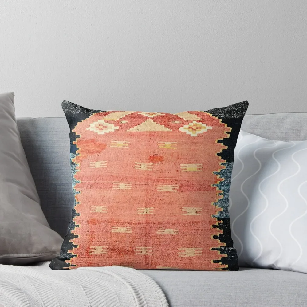 

Southwest Anatolian Antique Turkish Niche Kilim Print Throw Pillow