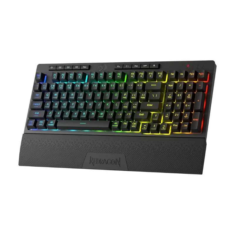 Redragon K515 PRO Shiva RGB Wireless 98 Keys Mechanical Membrane Gaming Keyboard, Smooth Linear Switch, Detachable Wrist Rest