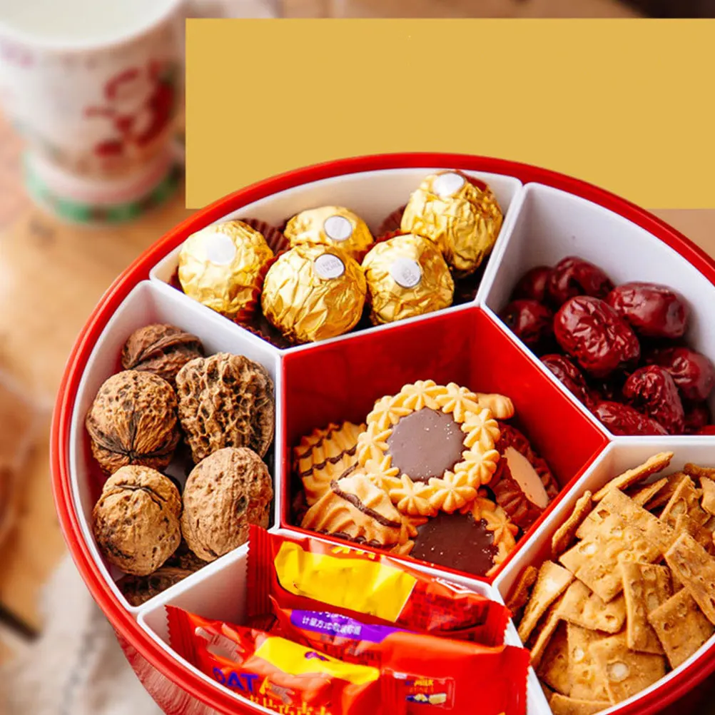 

New Year Plastic Dish Dried Fruit Plate Food Tray Dried Fruit Plate Storage Container Pastry Platter Home Decor