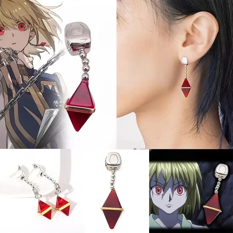 2pcs Full Time Hunter Kurapika Cone Earrings Anime Characters Male Female Cos Retro Pendant Earrings Accessories Birthday Gifts