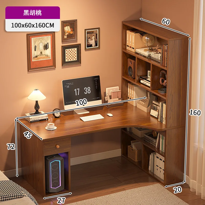 Modern Computer Desk Bookshelf Corner Desks Home Desktop Computer Table L-shaped Long Writing Desks Study E-sports Gaming Table