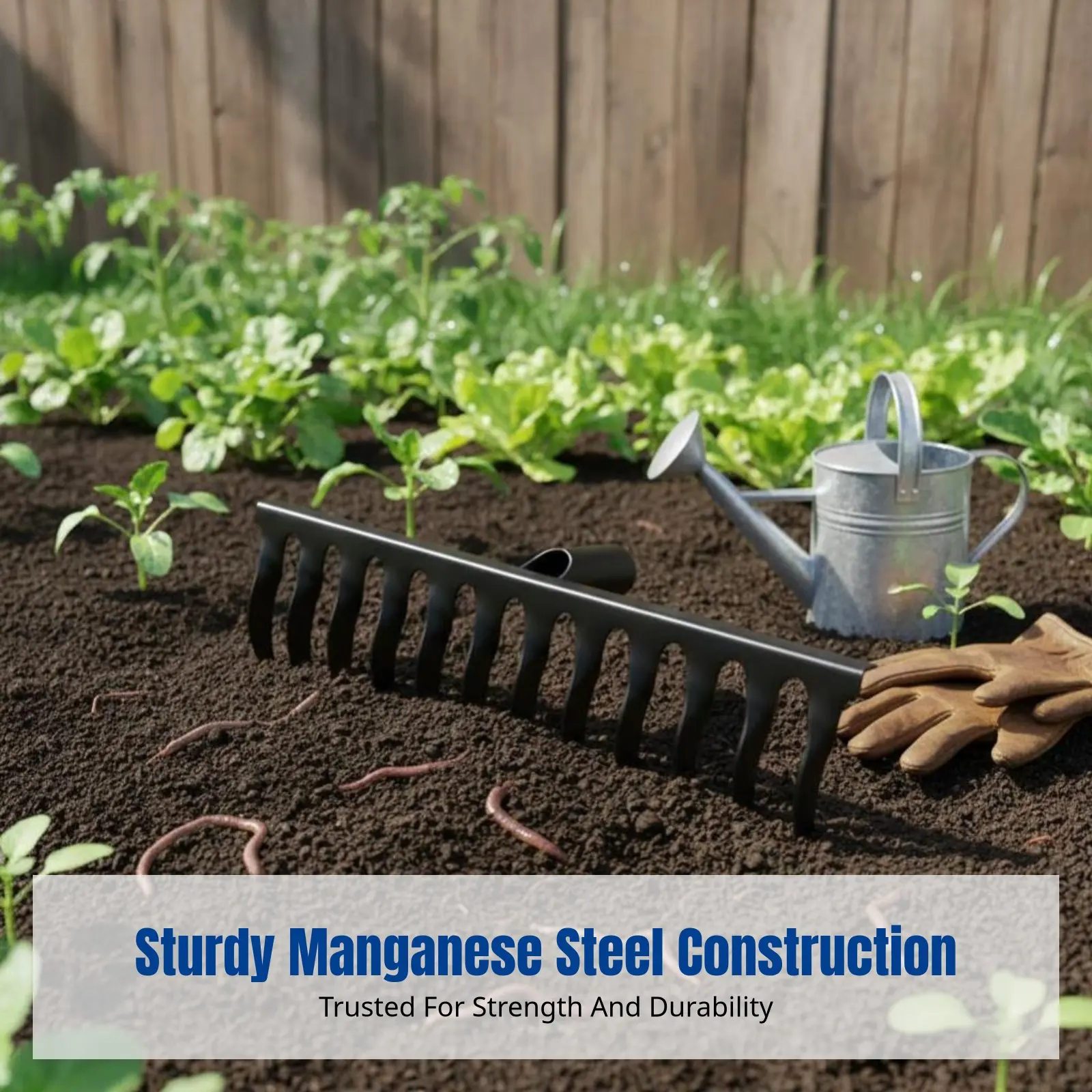 Rastrillo Espiral de Acero al Manganeso, Herramienta Agrícola Multifuncional para Remover la Tierra y Cultivar el Jardín