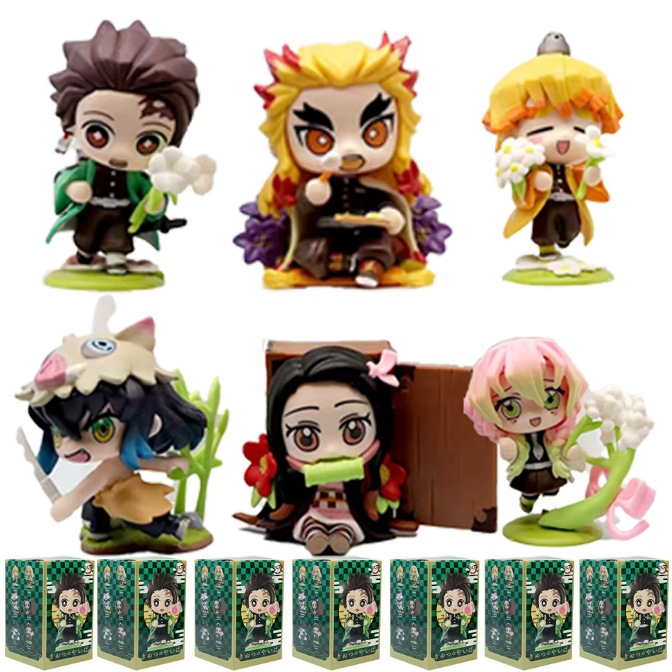 

Demon Slayer Tanjiro Kamado Nezuko Anime cartoon figure blind box creative personalized statue model ornament surprise gifts box