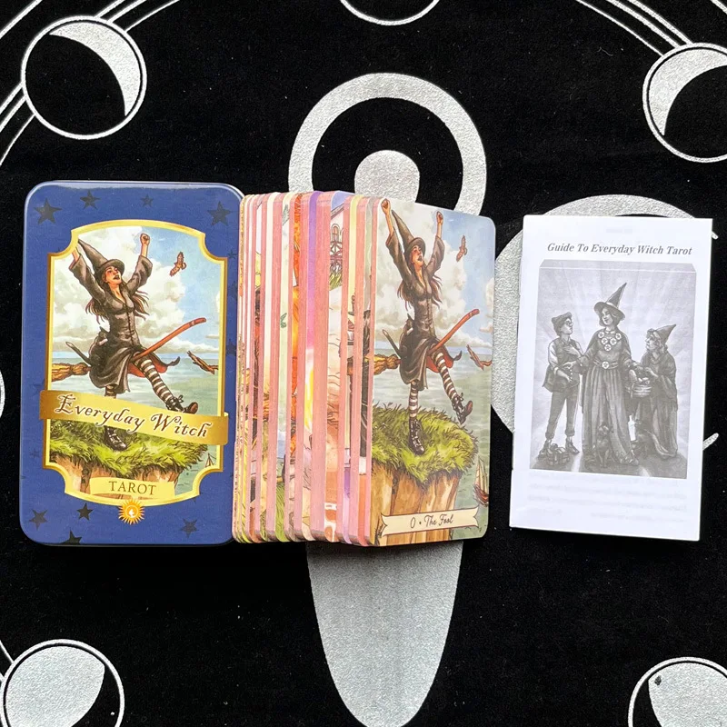 Multiple English Gold Foil Color Printed Tarot Iron Box Set Prophecy Fate Novice Beginner Card Board Game Props Collectibles