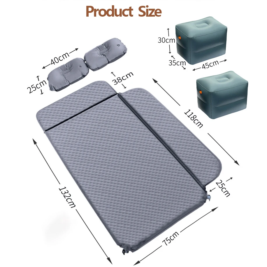 New Self-inflating Car Mat with Inflatable Pillows & Stools Set for Travel Sleep Back Seat in-Car Inflatable Bed Pads 5cm Thick