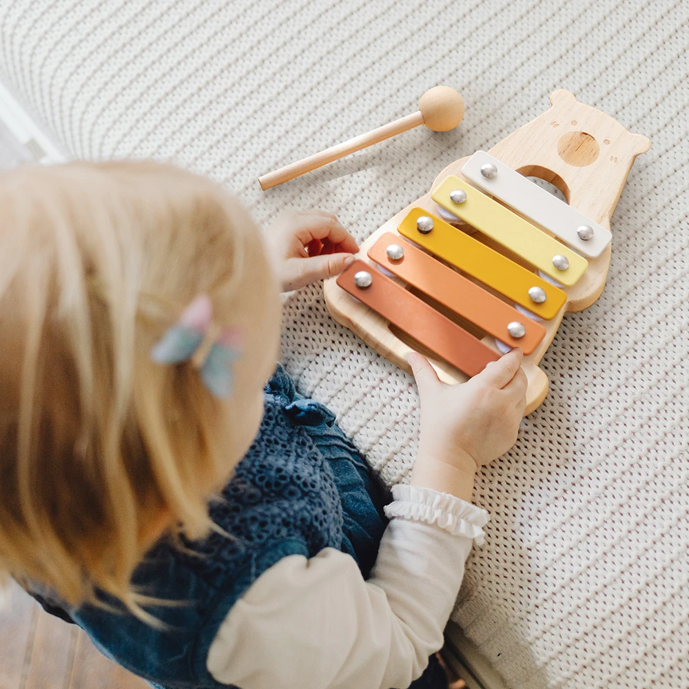 Bebê montessori dos desenhos animados urso instrumento musical brinquedos instrumentos de percussão para educação pré-escolar brinquedo instrumento recém-nascido presente