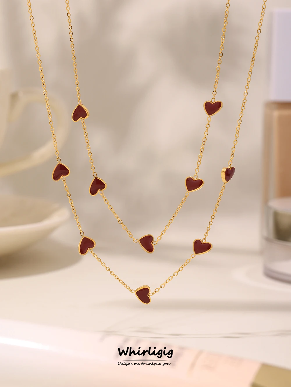 Великолепное женское ожерелье из нержавеющей стали с красным сердцем и любовью, классический простой дизайн, повседневная цепочка с воротником, очаровательные ювелирные изделия