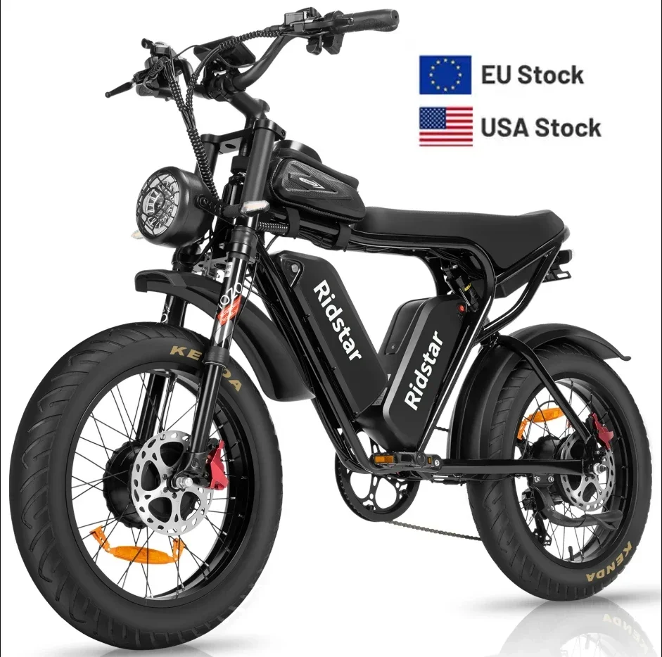 Dual Battery Adult Off-Road Motorcycle 2000W Dueling Motor Fat Tire Motorcycle Hydraulic Disc Brake 7 Speed Electric Bike