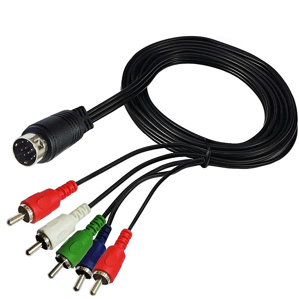 Mini DIN 10-pin męski na 5RCA Audio i wideo DIN kabel do telewizorów wyświetla Audio wideo odbiorniki sprzęt do monitorowania i więcej 1.8M