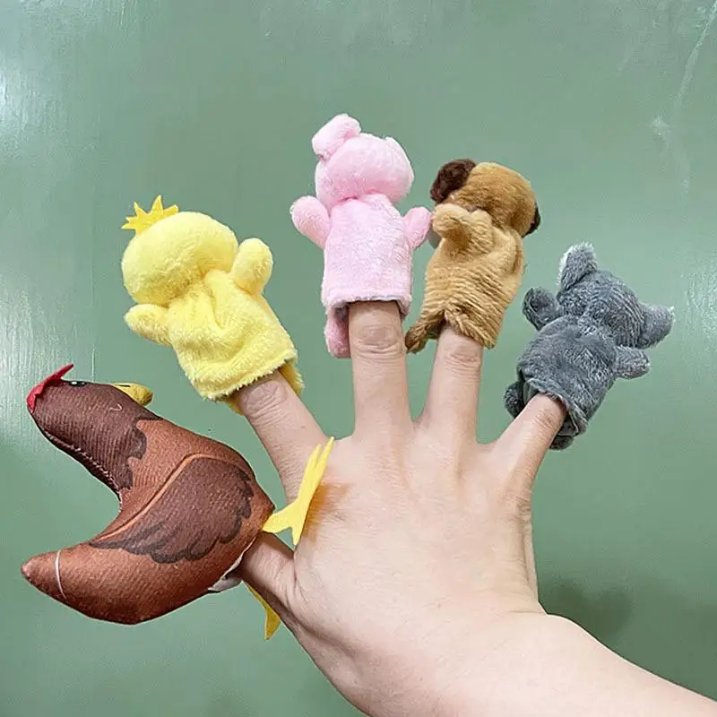 Juguete de dedo Multicolor para niños, juego de 5 marionetas de animales para rellenos de cesta de Pascua, rellenos de huevos, escuela