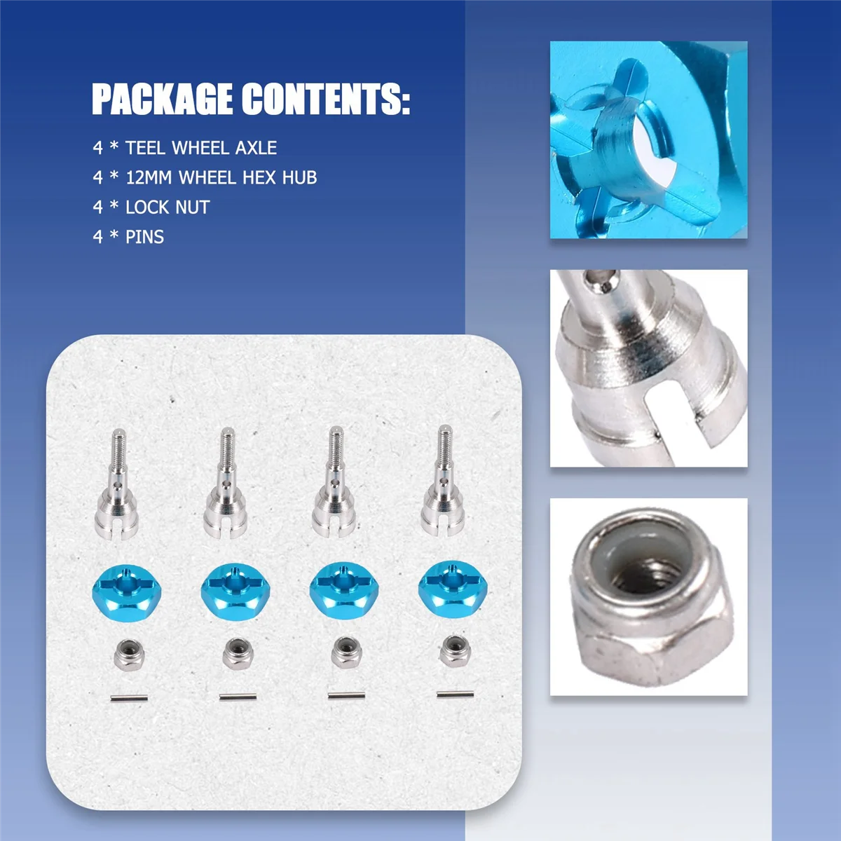 Set di conversione ruota Asse e mozzo esagonale da 12 mm Turno 1/10 su strada per parti di aggiornamento per auto RC 1/18 A959 A969 A979 A959B A969-B